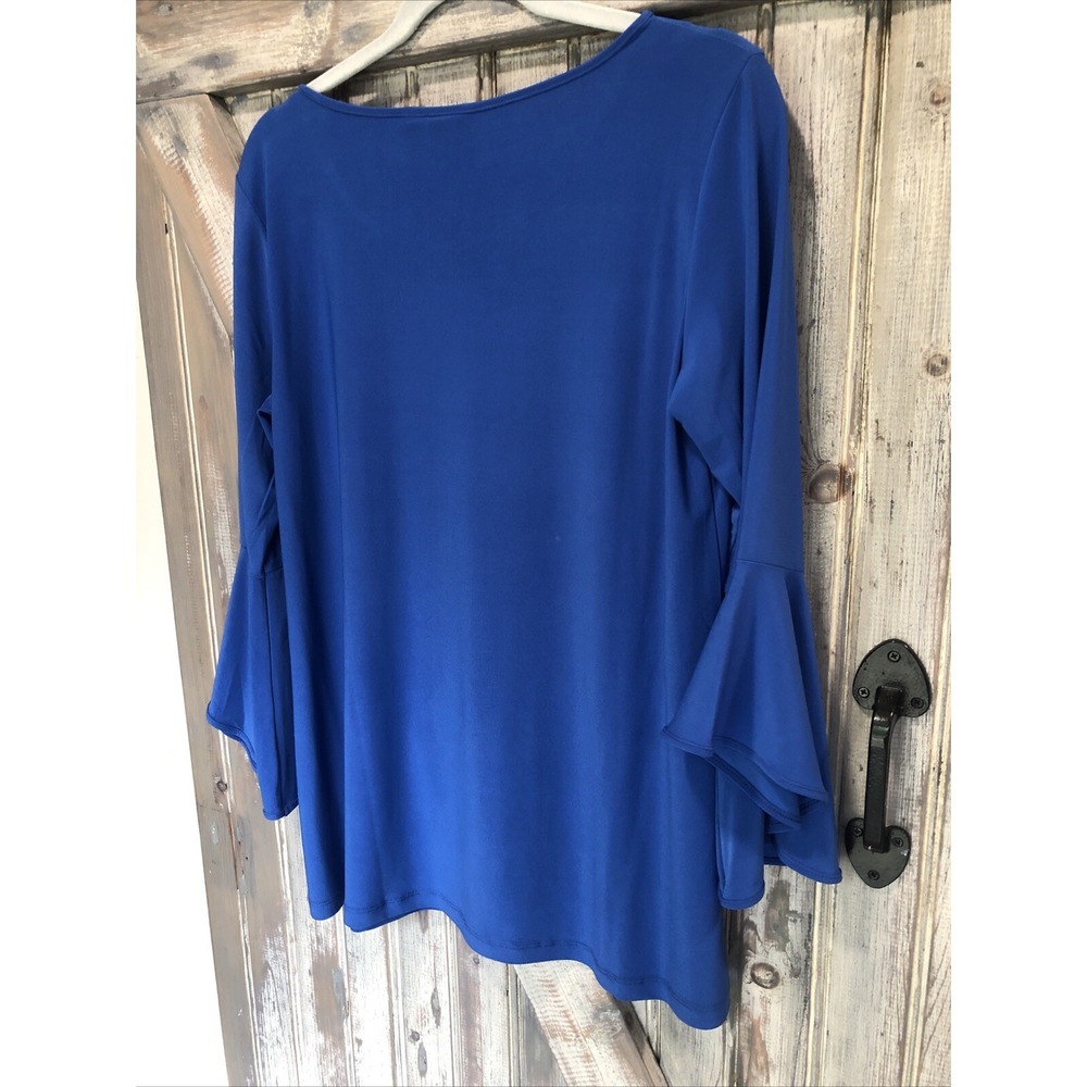 Women with Control Flounce Sleeve Top Blue Career Slimming  size Small NWOT New - Picture 7 of 13